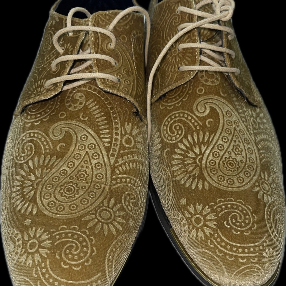 Paisley Pattern Men's Oxfords in Tan